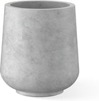 Kante 15.3" Dia Round Concrete Planter, Outdoor Indoor Large Plant Pots Containers with Drainage Hole and Rubber Plug for Home Garden Patio, Natural Concrete
