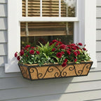 Y&M 24 Inch Window Deck with Coco Liner, Fence Metal Hanging Flower Planter Window Basket Deck Railing Planter Boxes for Outdoor Garden Lawn-Butterfly, 4pcs