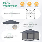 C0BIZI Gazebo 10x15 Pop up Canopy,Gazebos on Clearance-Canopy Tent with Mosquito Netting for Lawn,Garden,Backyard & Patio-Outdoor Tent-Water Resistant and UPF50+ (Gray)