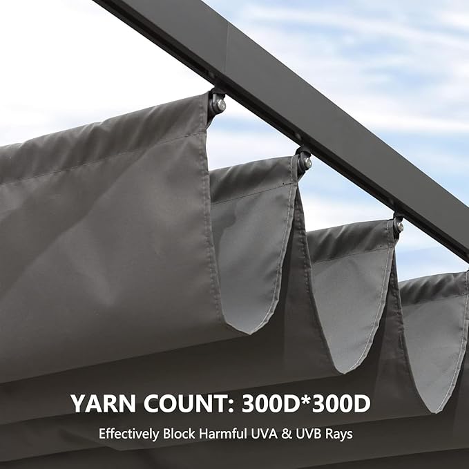 Pergola Shade Cover Replacement Canopy Top Compatible with 10 X 10 ft 6-Bar Pergola Frames - Gray (Canopy Size 116" W x 95" L, Canopy Top Only)
