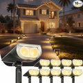 Linkind Solar Lights Outdoor StarRayS, Bright Solar Spot Lights Outdoor, IP67 Waterproof Spotlights for Landscape Garden Yard Walkway Patio Tree（Warm White, 10 Pack