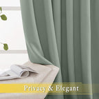 NICETOWN Blackout Sage Green Blackout Curtain for French Door, Grommet Room Divider Curtain Wide Window Treatment Voice Reducing Thermal Drape for Bedroom/Living Room (1 Panel, W80 x L95)