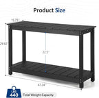 Dining Table, 47.2-Inch Black Weatherproof HIPS Outdoor Console