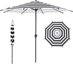 Abba Patio 9FT Lyon Outdoor Patio Umbrella Outdoor Table Umbrella with Crank Market Umbrella 8 Sturdy Ribs UV Protection Waterproof and Push Button Tilt for Garden Deck Backyard Pool,Black & White Stripe