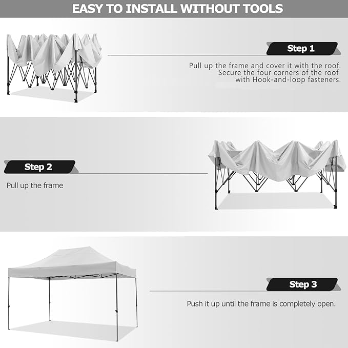 Gazebo Canopy 10x15 ft Waterproof with 4 Sidewalls, White