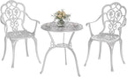 Patio Bistro Set of 2, Cast Aluminum, Outdoor Set w/Umbrella Hole, 3 Piece by Embraceartofoutdoorliving