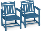 Ciokea HDPE Outdoor Patio Dining Chairs Set of 2, All-Weather Porch Chair with Wide Seat, Durable Outdoor Furniture for Backyard, Garden, Lawn & Poolside, Navy Blue