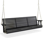 VINGLI Upgraded Patio Wooden Porch Swing for Courtyard & Garden, Heavy Duty 880 LBS Swing Chair Bench with Hanging Chains for Outdoors (Black, 5 FT)