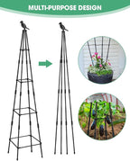 2Pack Garden Trellis for Climbing Plants Outdoor Indoor Pot 67'' Cucumber Trellis for Climbing Plant Support for Climbing Vegetables Plants Garden Obelisk Trellis Tomato cage & Climbing Rose