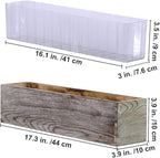 1 Pcs Wood Planter Rectangle Whitewashed Rectangular Decorative Wooden Box with Inner Plastic Box - 17.3" L x 3.9" W x 3.9" H Floral Natural Centerpieces Rustic Wedding Decor