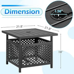 PHI VILLA Outdoor Patio Side Table Set of 2, 22" Small Black Metal Square End Table with Umbrella Hole, Outside Coffee Bistro Table for Porch, Deck, Balcony, Indoor