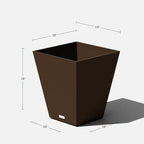 Veradek Nobleton Indoor/Outdoor Wide Square Planter (Espresso, 18" - 2 Pack with 2 Saucer Trays)