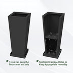 Tall Outdoor Planters Set of 2, 24 inch Tall Planters for Outdoor and Indoor, Metal Tapered Pots with Drainage Holes & Insert Shelves & Trays for Porch, Garden, Patio, Yard