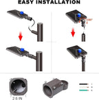Juyace 480W LED Parking Lot Light 2 Pack, Slip Fitter Mount Outdoor Street Light, Dusk to Dawn Photocell, 72000lm Super Bright Commercial Area Flood Light, IP65 Waterproof, 110-277V for Stadium