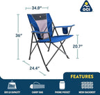 GCI Outdoor Comfort Pro Camping Chair | Collapsible Folding Chair with Durable Armrests, Drink Holder & Portable Carry Bag — Heathered Royal