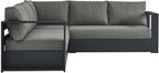 Modway Tahoe Aluminum 3-Piece Outdoor Patio Furniture Gray Charcoal, Modular Sectional Sofa Set with Weather-Resistant Cushions, Ideal for Deck, Backyard Poolside