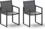 Outdoor Dining Chairs Set of 2, Aluminum Patio Dining Chiars with Textilene Mesh, 2 Piece Outdoor Chiars for Garden, Backyard, Deck (Charcoal)