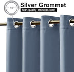 NICETOWN 2 Panels Outdoor Curtains for Patio Waterproof, Rustproof Top & Bottom Grommet Windproof Drapes Thermal Insulated Blackout Outdoor Blinds for Porch/Gazebo, W52 x L84, Stone Blue