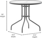 Flash Furniture Bellamy 31.5'' Round Indoor/Outdoor Tempered Glass Metal Frame Side Table, Silver