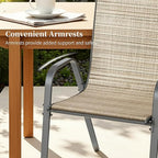 MAMIZO Patio Dining Chairs, Stackable All Weather Teslin Chair, Heavy Duty Outdoor Breathable Chairs Set, w/Armrests, Upgraded Chair FeetW/Strenthened Iron Spacers, 330 LBS (8, Brown)