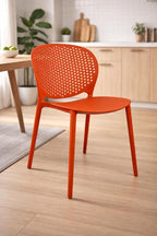 2xhome Set of 3 Patio Dining Chairs | Modern Stackable Outdoor Pool Side Chair | Weather Resistant Plastic for Yard, Porch, Balcony, Kitchen, Orange