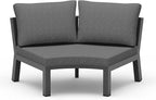 Outdoor Patio Sectional Modular Sofa, Aluminum 1 Piece Curved Patio Couch with Washable Cushions, All Weather PE Rope Sofa for Backyard,Porch, Deck, Poolsid, Graphite
