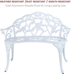 Patio Balcony Bench Double Seat, Anti-Rust Cast Aluminum Patio Garden Bench for Park Yard Outdoor Furniture White.1
