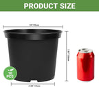 GREANER Plant Nursery Pots, 10 Inch Round Sturdy Garden Pots for Outdoor Indoor Plants, Plastic Black Seed Starting Container for Succulents, Seedlings(10PCS)