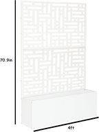 Oakland Living 6 ft. X 4 ft. White Freestanding Metal Privacy Screen Room Divider with Flower Box