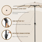 Abba Patio 11FT Lyon Outdoor Patio Umbrella Outdoor Table Umbrella with Push Button Tilt and Crank Market Umbrella 8 Sturdy Ribs UV Protection Waterproof for Garden Deck Backyard Pool Beige