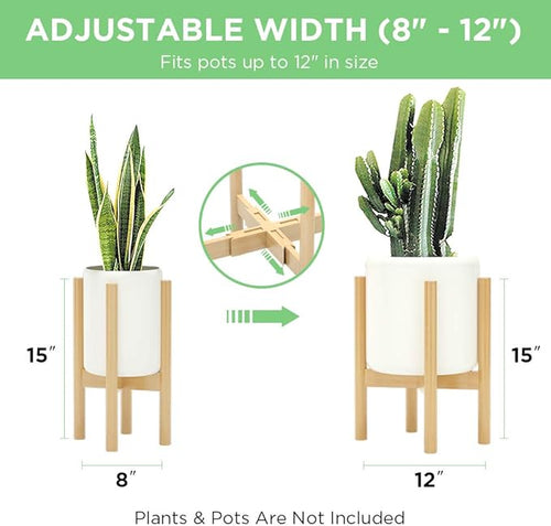 2 Pack Indoor Plant Stands, 2 Tier Tall Plant Stand – Natural
