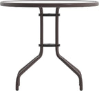 Flash Furniture Bellamy 31.5'' Round Indoor/Outdoor Tempered Glass Metal Frame Side Table, Bronze
