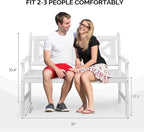 Outdoor Wood Patio Bench, 50-Inch White Poplar, with Backrest