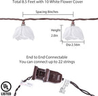 Decorative String Lights Plug in with 10 Incandescent Bulbs, Flower Garland Fairy Lights Connectable Weatherproof Outdoor Indoor for Wedding Garden Pergola Bedroom Porch Floral Home Decor (White)