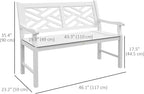 Outdoor Bench, Two-Seat White Poplar Wood Porch Bench