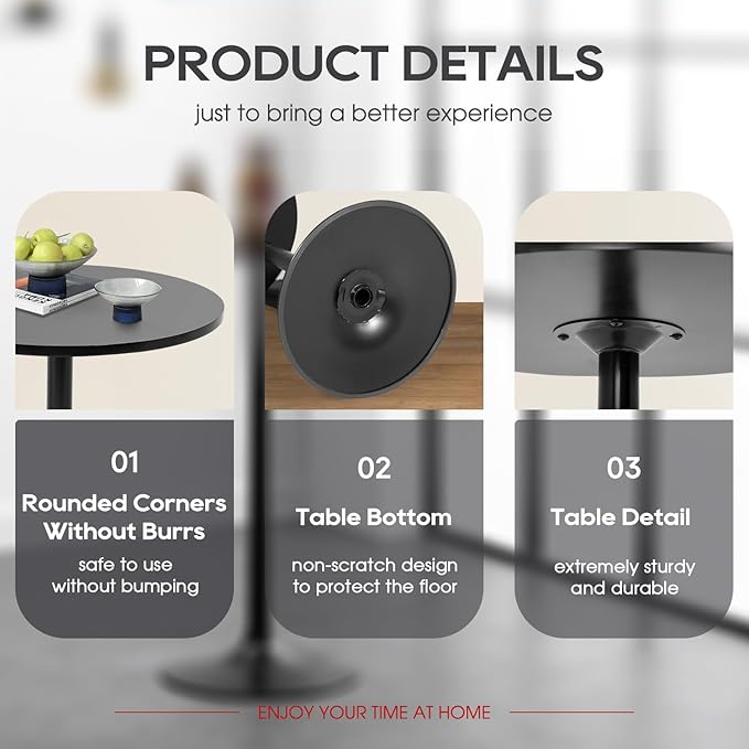 Pub Table 40 Inch Height Cocktail Table Round Bistro Bar – 40in