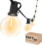 String Lights 50 FT with 25 Shatterproof G40 Warm White LED Bulbs