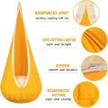 Hammock Chair Pod Swing for Kids, Yellow Cotton, 170 lb Load