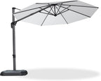 PURPLE LEAF 10 Feet Patio Umbrella Outdoor Cantilever Round Umbrella Aluminum Offset Umbrella with 360-degree Rotation for Garden Deck Pool Patio White