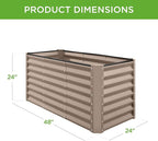 Best Choice Products 4x2x2ft Outdoor Metal Raised Garden Bed, Deep Root Box Planter for Vegetables, Flowers, Herbs, 119 Gallon Capacity, 100% Non Toxic Materials - Taupe