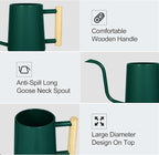Watering Can Indoor Plants, 35 oz/1000 ml Metal Stainless Steel Watering Can Pot with Long Spout for Indoor House Plants Bonsai Outdoor Garden Flower Decorative (Alpinegreen)