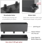4 Pack Self Watering Pots for Indoor Plants 17 Inches Window Boxes Planters Rectangular Flower Pots Rectangle Herb Pots Large Plant Pots with Drainage Holes and Saucers Windowsill Planter, Grey