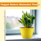 11 Inch Plant Pots Set of 3,Plastic Planters with Drainage Holes & Removable Plugs,Indoor Outdoor Flower Pots for Plants,Herbs, Succulents,Durable Lightweight(Yellow)