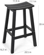 Stoog All-Weather Bar Stools Set of 2, 28" Height Outdoor Bar Stools with 400 lbs Weight Capacity, Low Maintenance, for Patio, Deck, Kitchen Counter, and Garden, Black