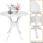 30.31" Outdoor Patio Dining Table, Cast Aluminum Bistro Table, Patio Furniture Set with 2.36" Umbrella Hole for Balcony Lawn Garden Backyard