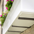 Mayne Fairview 3ft Durable Self Watering Window Box Planter with Wall Mount Brackets, UV & Weather Resistant, Double Wall Design, New England Architecture for Outdoor Décor, White