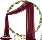 Outdoor Curtains, Burgundy Sheer Chiffon Arch Drape Panel, 29 x 236 Inch