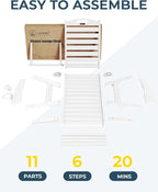 Outdoor Lounge Chair Set of 4, All Weather Patio Chaise Lounge Chairs for Outside, HDPE Chair with Rolling Wheels & Cup Holder, 5 Position, Deck, Pool, White