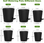 Self Watering Pots, 7/6.5/6/5.5/5/4 inch Flower Pots with Multi Mesh Drainage Holes, Small Platic Planters for Indoor Outdoor Garden Plants and Flowers (Black, 7"+6.5"+6"+5.5"+5"+4")