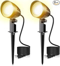 MEIKEE 9W LED Landscape Lights, 120V Landscape Lighting with US 3-Prong Plug, Warm White IP66 Waterproof Outdoor Garden Spotlights for Path Yard Walkway (2 Pack)